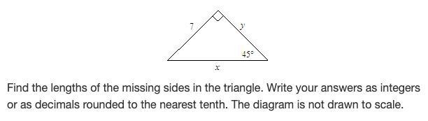 Find the lengths of the missing sides in the triangle. Write your answers as integers-example-1