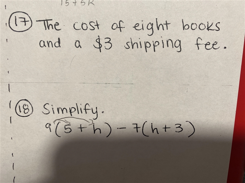 Convert each sentence into an expression and simplify The cost of eight booksand a-example-1