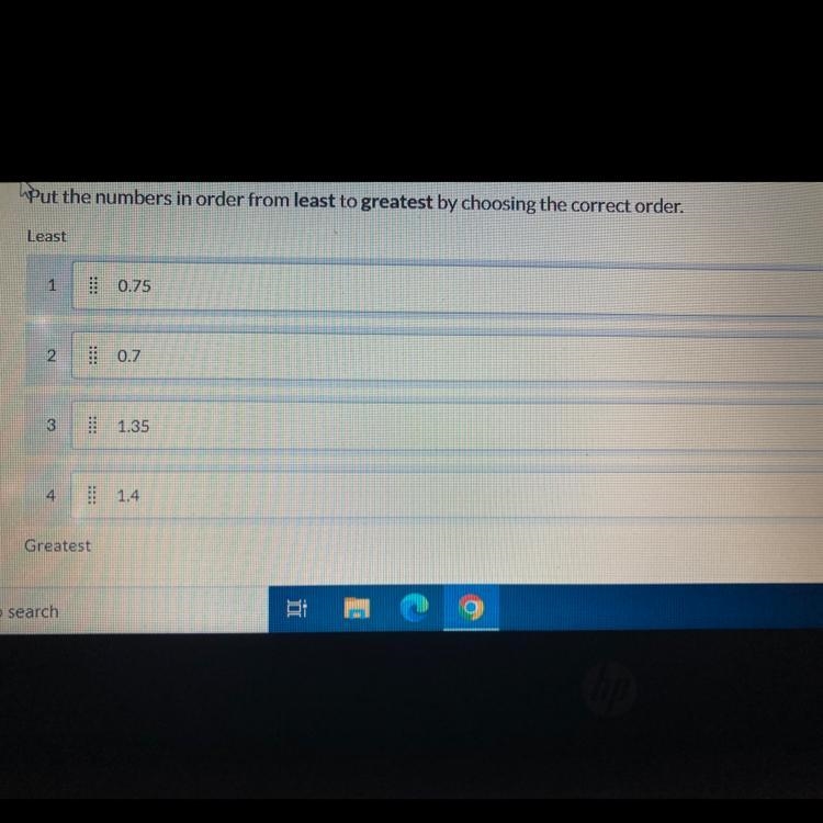 Put the numbers in order from least to greatest by choosing the correct order.-example-1