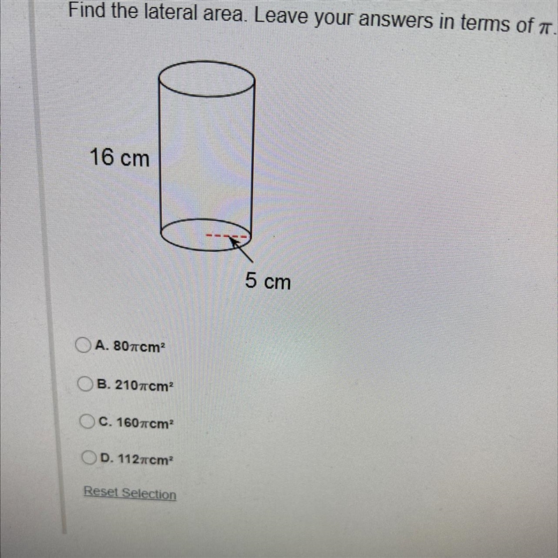 Find the lateral area. Leave your answers in terms of T-example-1