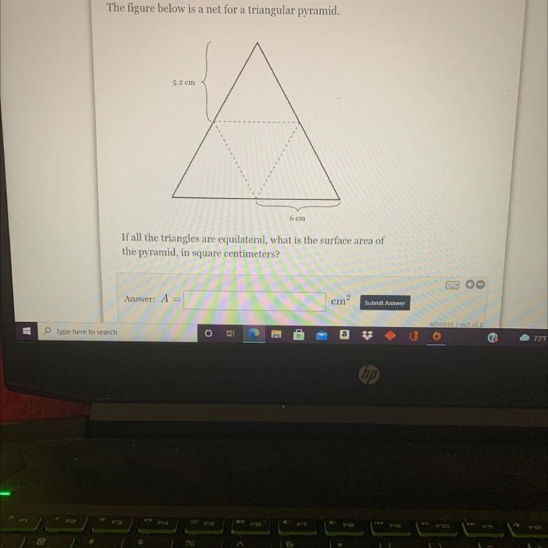 The figure below is a net for a triangular pyramid.-example-1