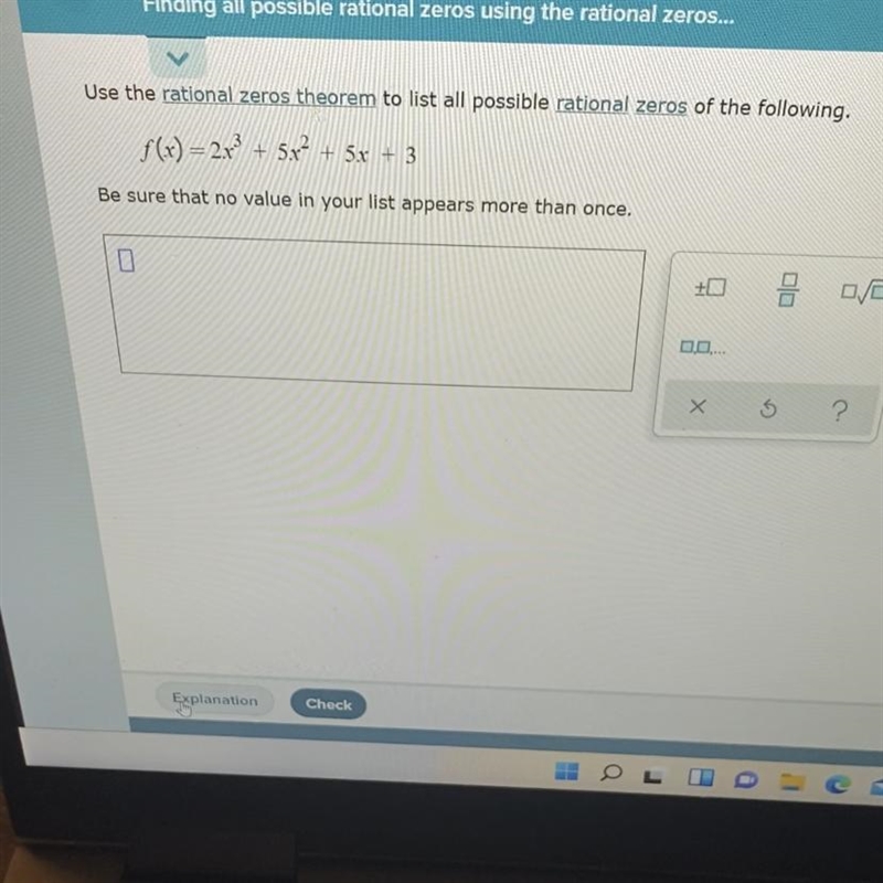 Use the rational zeros theorem for all possible rational zeros-example-1