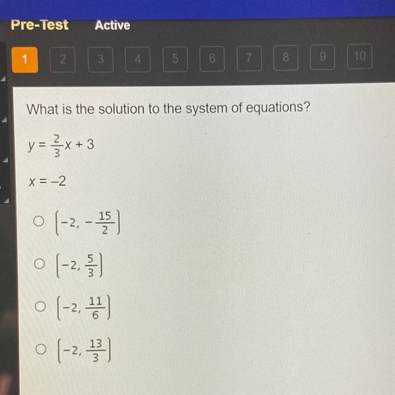 What is the solution to the system of equations? y = x +3 x=-2.-example-1