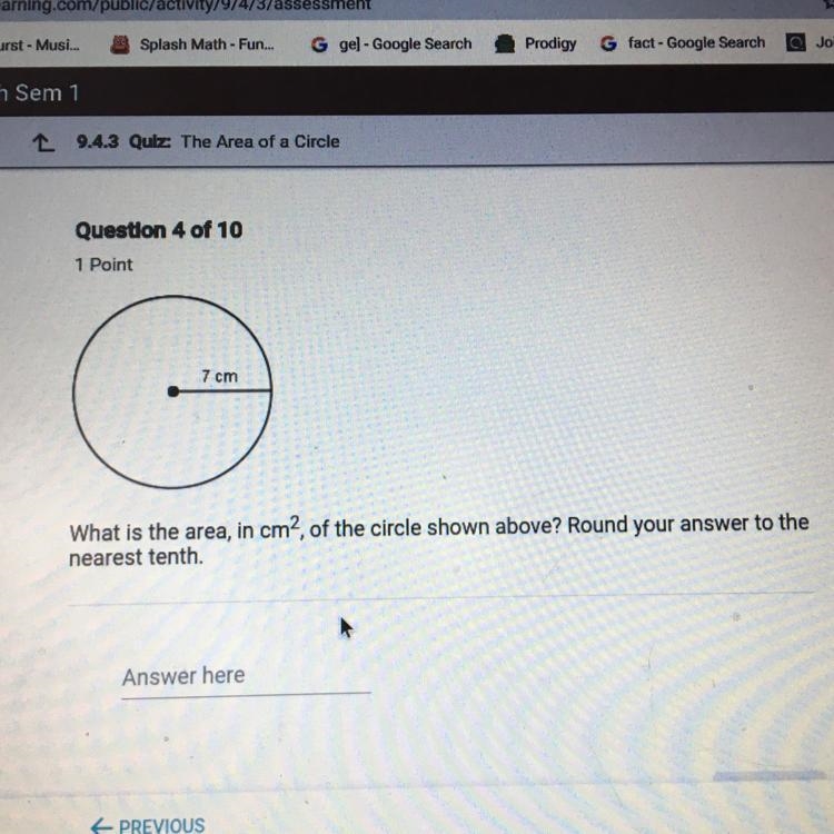 What is the area, in cm2, of the circle shown above? Round your answer to thenearest-example-1