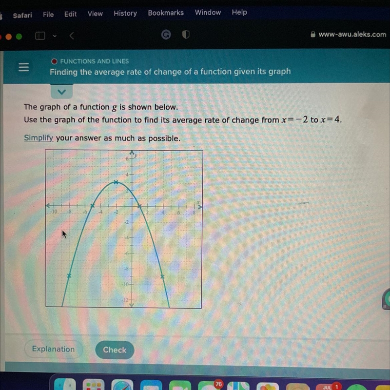 The graph of a function g is shown below. Use the graph of the function to find its-example-1