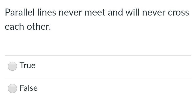 Parallel lines never meet and will never cross each other.-example-1