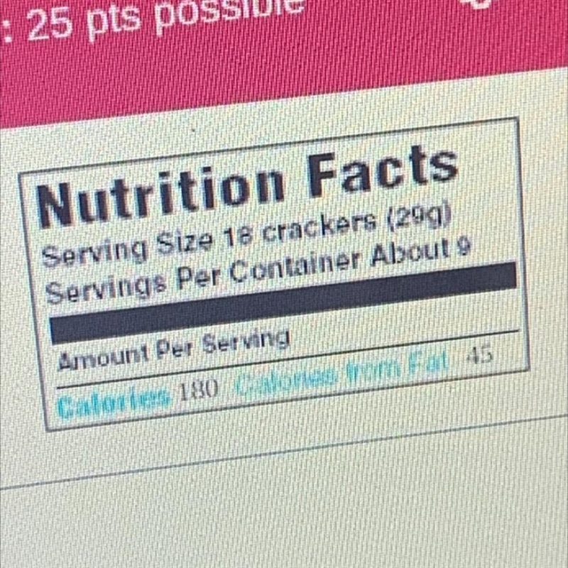 For the food described, find what percent of total calories is from fat if necessary-example-1