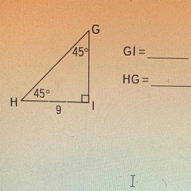 I need help solving this. I have to find the missing angles of the special right triangle-example-1