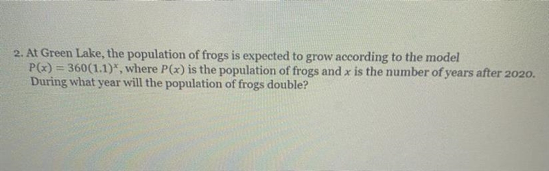 at green lake, the population of frogs is expected to grow according to the model-example-1