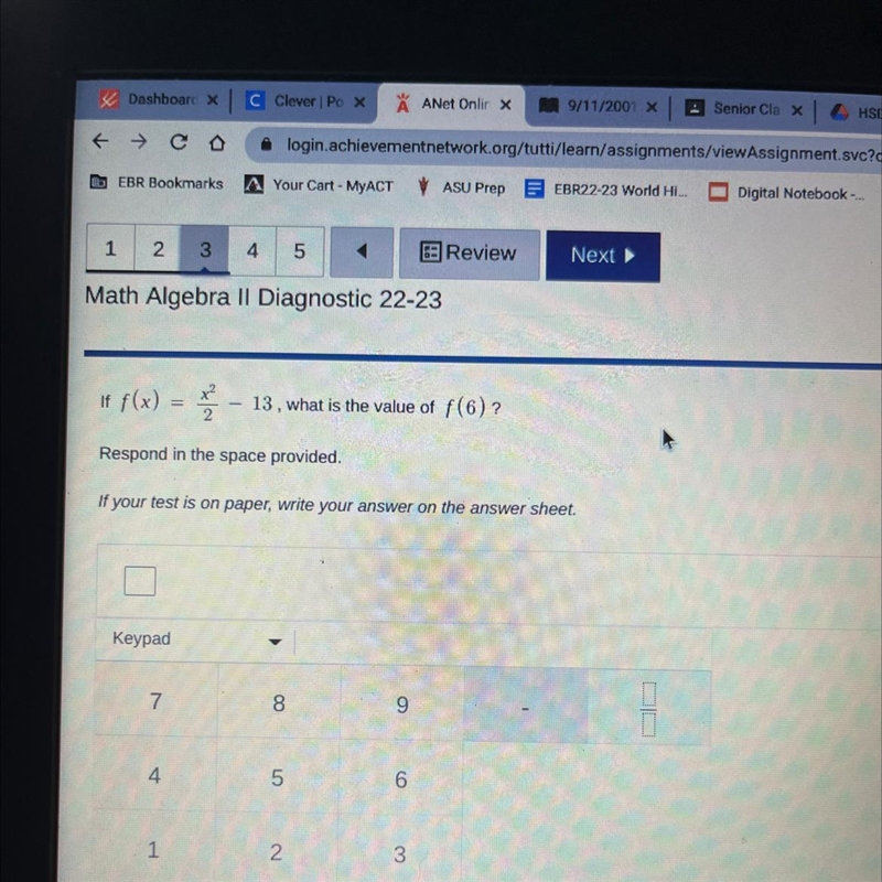 If f(x) = x^2/2-13, what is the value of f(6) ?-example-1