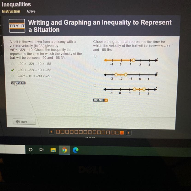 Choose the graph that represents the time forwhich the velocity of the ball will be-example-1