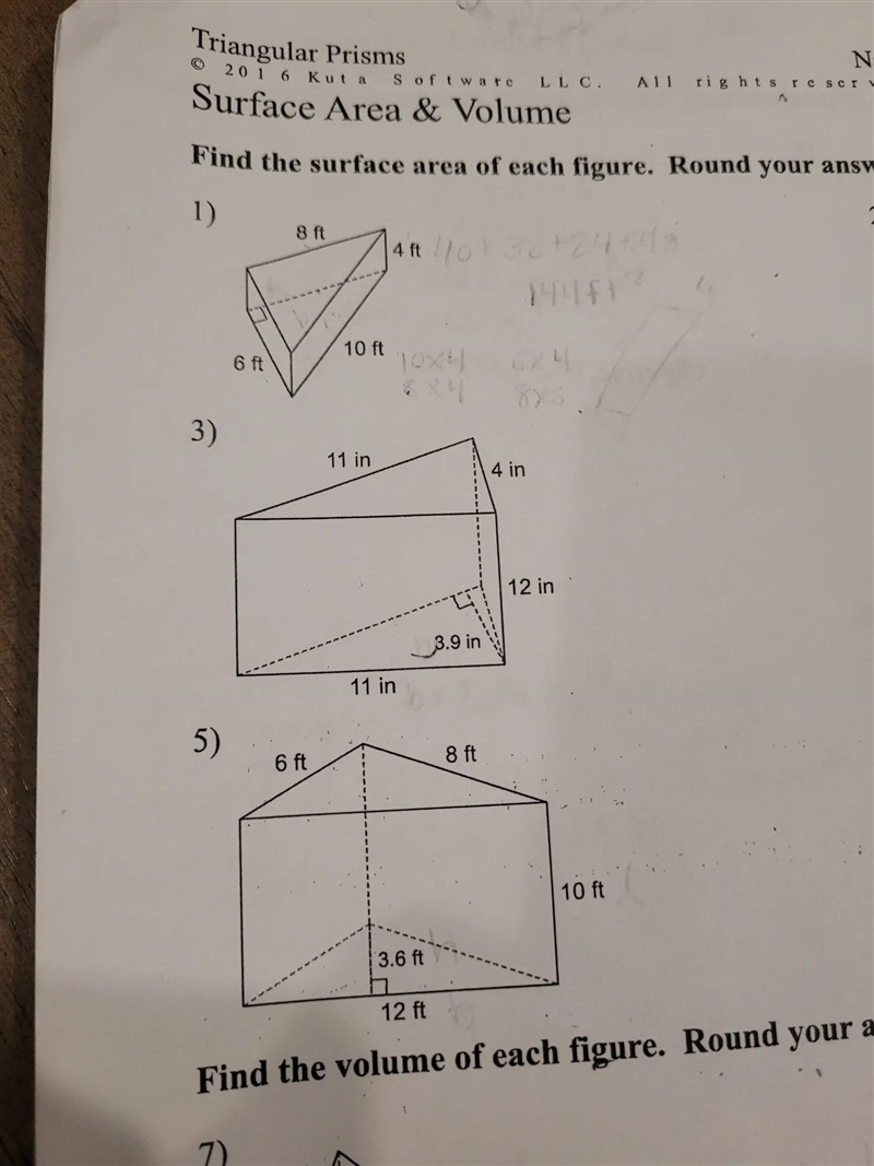 I'm doing surface area and volume of triangular prisms. I understand that i have to-example-1