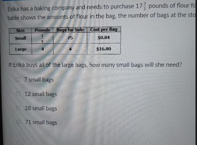 Erika has a baking company and needs to purchase 17 pounds of flour for her cakes-example-1