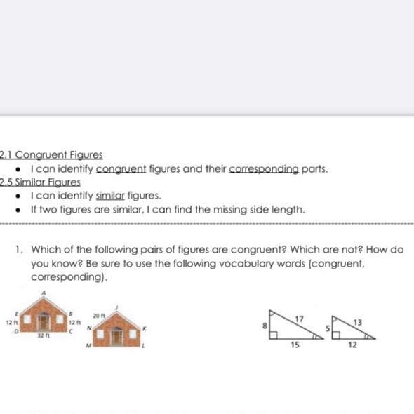 1. Which of the following pairs of figures are congruenta which are not ? How do you-example-1