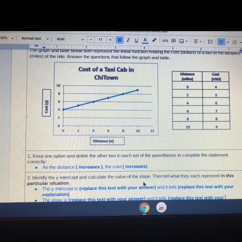 2. Identify the y-intercept and calculate the value of the slope. Then tell what they-example-1