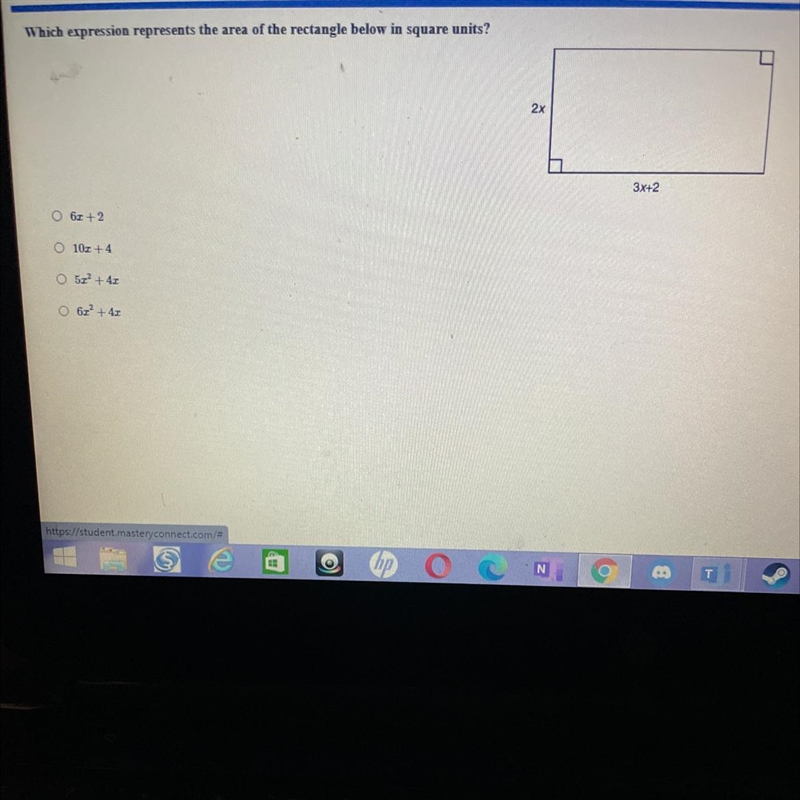 Which expression represents the area of the rectangle below in square units-example-1