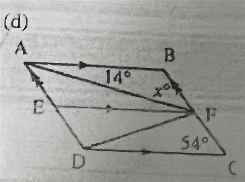 Find the value of x and give reasoning in the following image-example-1