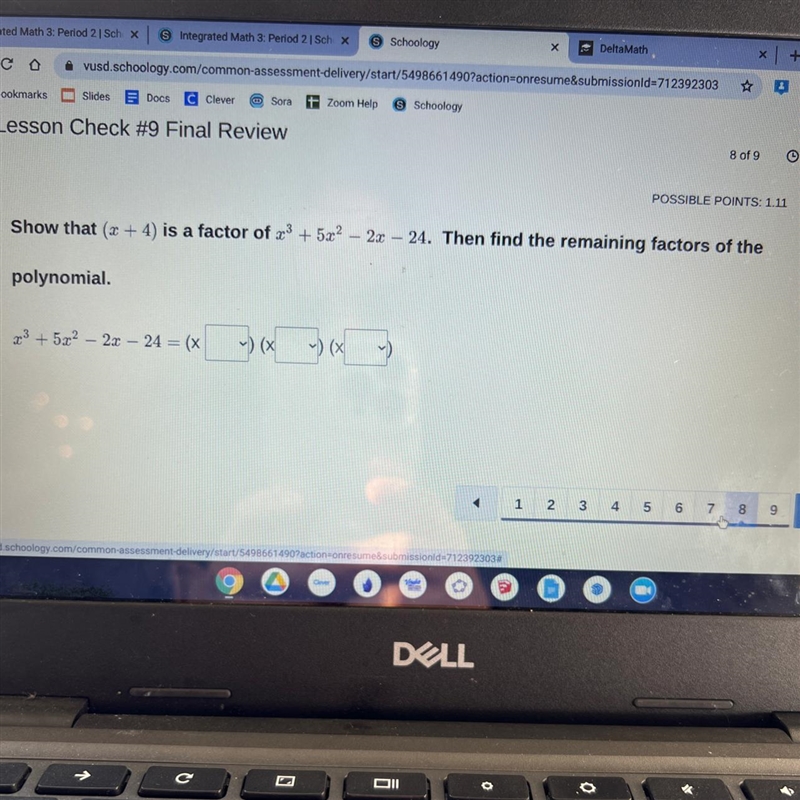 Show that (x+4) is a factor of x^3+5x^2-2x-24. Then find the remaining factors of-example-1