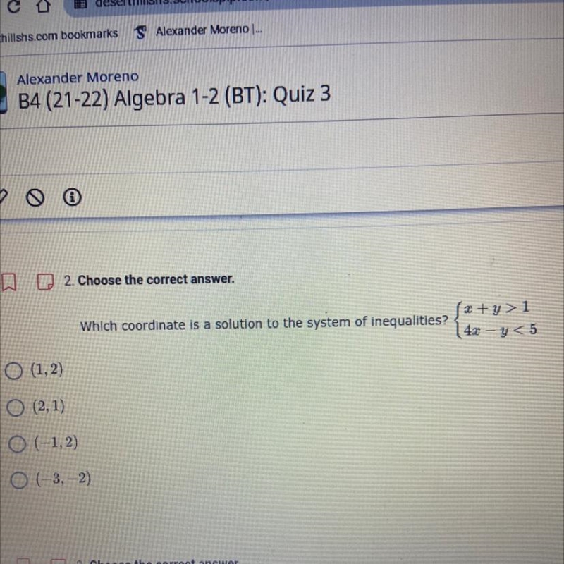 Which coordinate is a solution to the system of inequalities-example-1