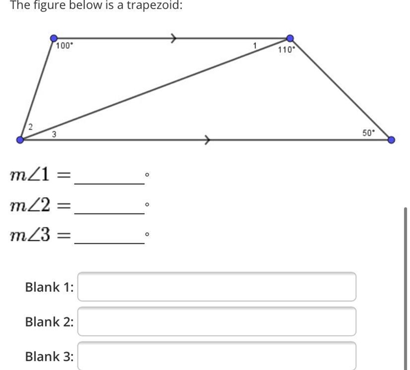 The figure below is a trapezoid:10011050mZ1 =m2 =mZ3=Blank 1:Blank 2:Blank 3:-example-1