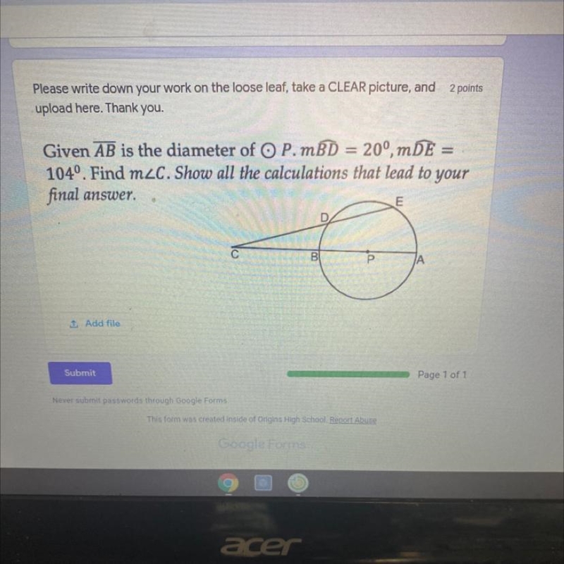 Find m,c show all the calculations that lead to the final answer-example-1