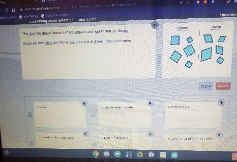 The diagram shows figures that are squares and figures that are rhombi-example-1