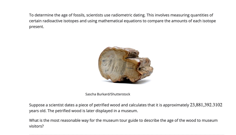 To determine the age of fossils, scientists use radiometric dating. This involves-example-1