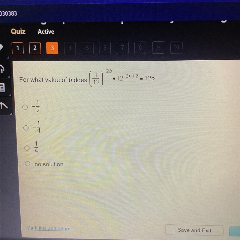 For what value of b doesOان داد0-1/114Ono solution-26(12)•12-²b+² = 12?-example-1