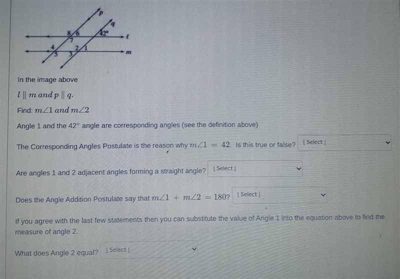 is the first question true or false question 2 is asking are angles one and two adjacent-example-1