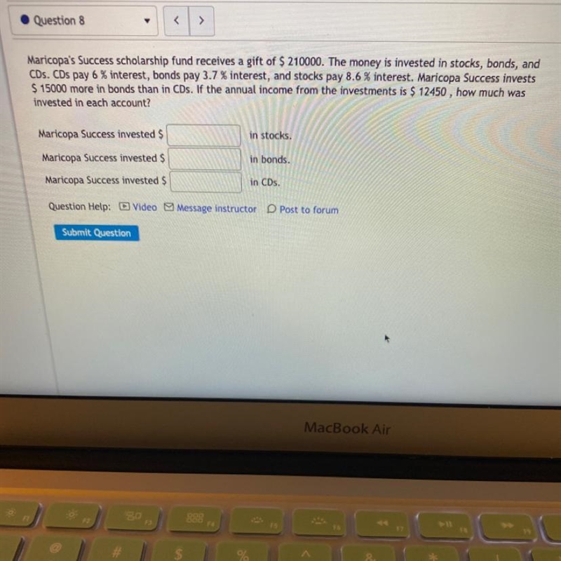 If the annual income from the investments is $12450, how much was invested in each-example-1