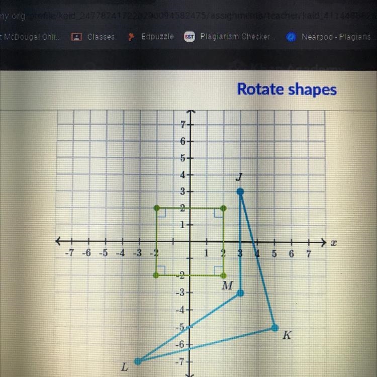 Quadrilateral JKLM is rotated - 270° about the origin.Draw the image of this rotation-example-1