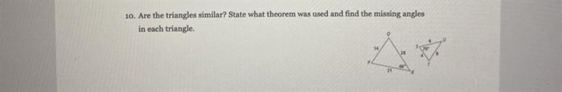 Are the triangles similar?.. help me with this problem! Thank you :)-example-1