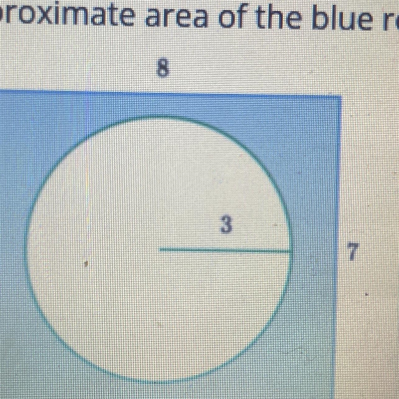 The image below shows a 8x7 rectangle from which a circle with a radius of 3 units-example-1