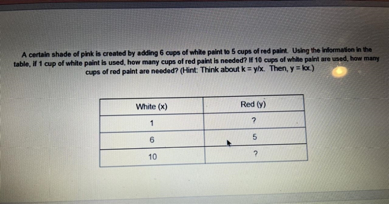 Help please! How many cups for white paint on 1 then white paint on 10!-example-1