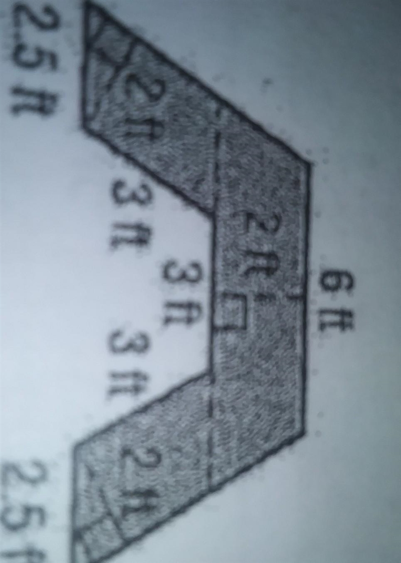 Ward is planning to install a new counter top in kitchen, as shown in the figure. Determine-example-1