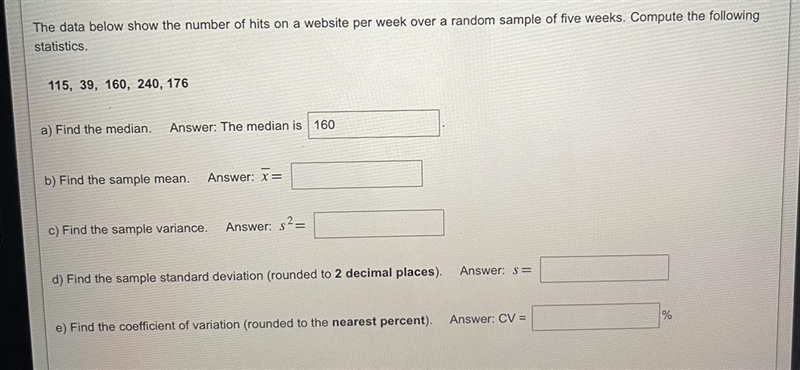 The data below show the number of hits on a website per week over a random sample-example-1