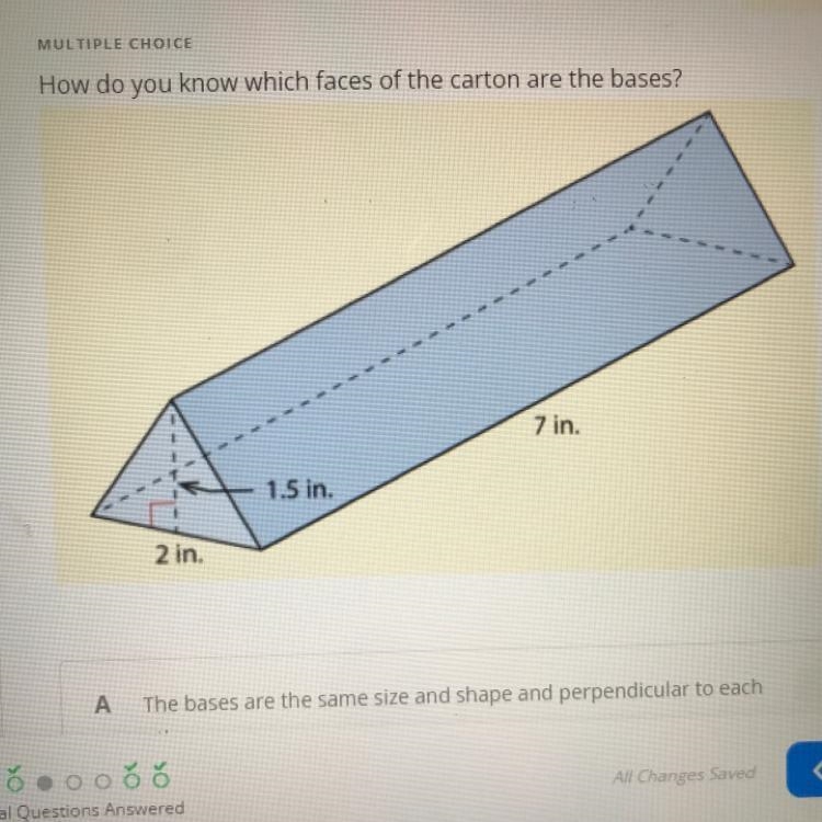 A The bases are the same size and shape and perpendicular to each other. B The bases-example-1