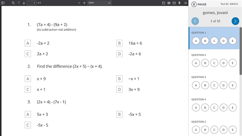 Subtracting linear expressions 30 points-example-1