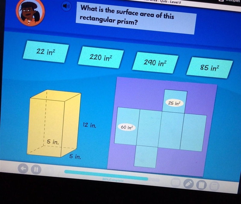 What is the surface of this rectangular prism? I-Ready​-example-1