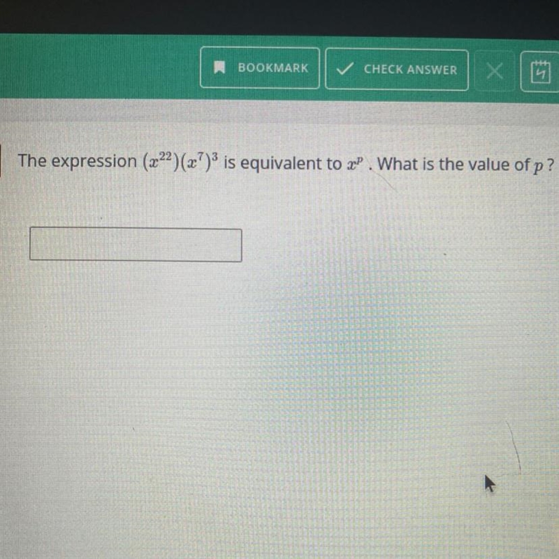 The expression (222) (27)3 is equivalent to . What is the value of p?-example-1