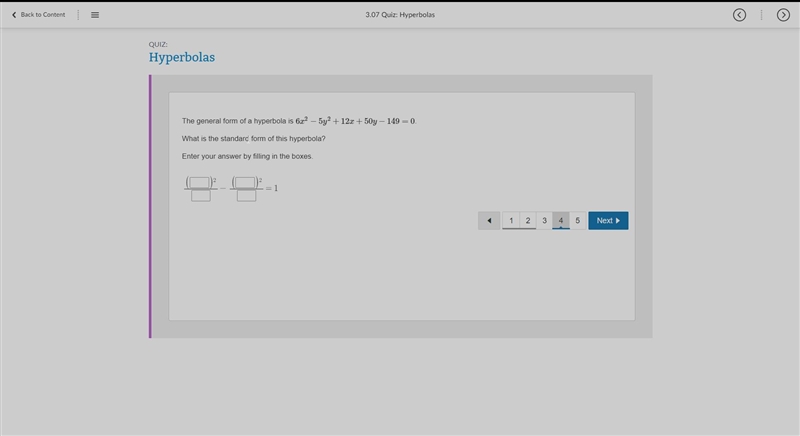 Question The general form of a hyperbola is 6x2−5y2+12x+50y−149=0.-example-1