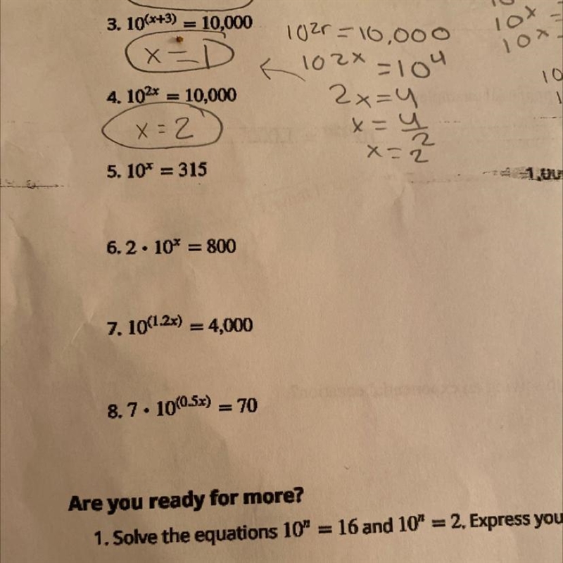 Solve each equation some solutions will be expressed using log notation question 6 7 and-example-1