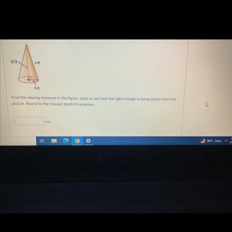 Find 5e missing measure in the figure. Look to see how the right triangle is being-example-1