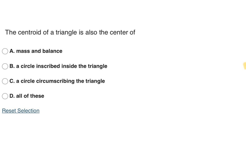 The centroid of a triangle is also the center of-example-1