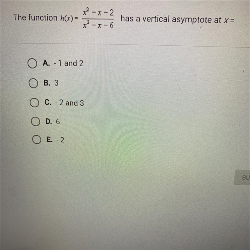 What is the vertical asymptote at x= for the function of h(x)?-example-1