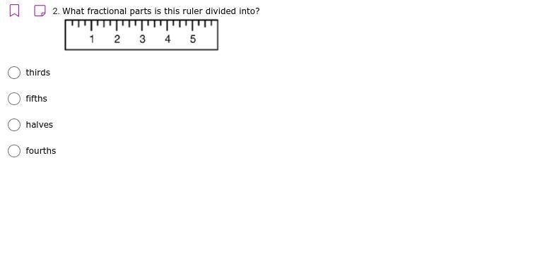 What fractional parts is this ruler divided into?-example-1