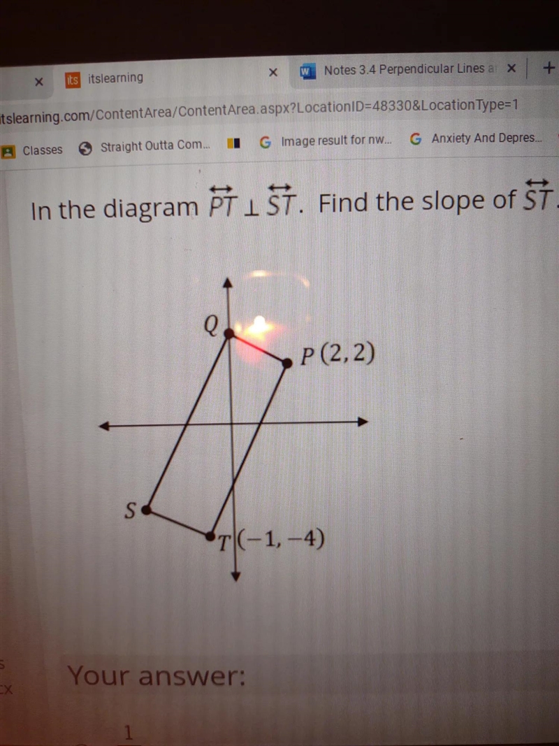 And the diagram PT St find the slope of st-example-1