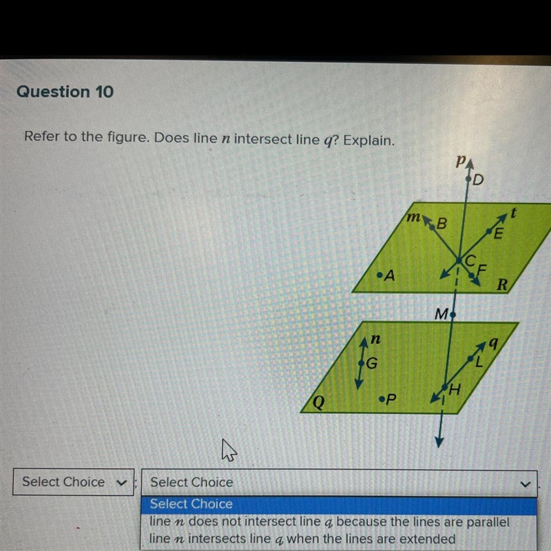 Does line n intersect line q?-example-1