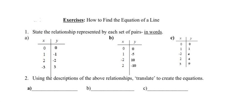 Are these linear relationships? (Use the equation to determine if the relationship-example-2