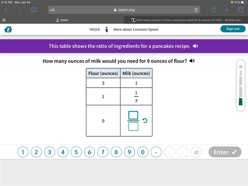 How many ounces of milk would you need for 9 ounces of flour? HELPPP-example-1